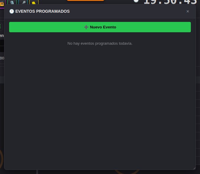 Lista de eventos programados