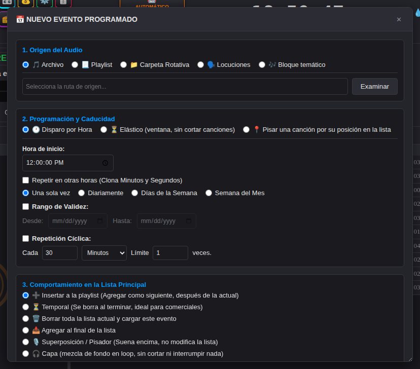 Formulario para crear un evento programado